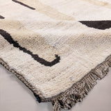 Hand-Knotted Wool Rug — Black Brushstrokes on Pale Beige | 8' × 9'11"