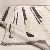 Hand-Knotted Wool Rug — Black Brushstrokes on Pale Beige | 8' × 9'11"