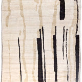 Hand-Knotted Wool Rug — Black Brushstrokes on Pale Beige | 8' × 9'11"