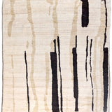 Hand-Knotted Wool Rug — Black Brushstrokes on Pale Beige | 8' × 9'11"