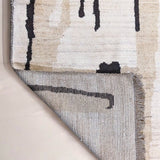 Hand-Knotted Wool Rug — Black Brushstrokes on Pale Beige | 8' × 9'11"