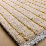 Hand-Knotted Wool Rug — Fine Taupe Grid on Ivory | 8'2" × 9'11"