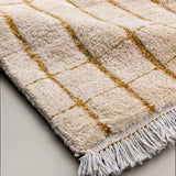 Hand-Knotted Wool Rug — Fine Taupe Grid on Ivory | 8'2" × 9'11"