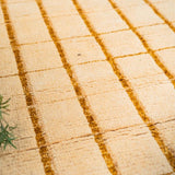Hand-Knotted Wool-Blend Rug — Fine Beige Grid on Off-White | 8'2" × 9'11"