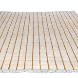 Hand-Knotted Wool-Blend Rug — Fine Beige Grid on Off-White | 8'2" × 9'11"