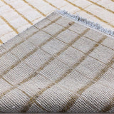 Hand-Knotted Wool-Blend Rug — Fine Beige Grid on Off-White | 8'2" × 9'11"