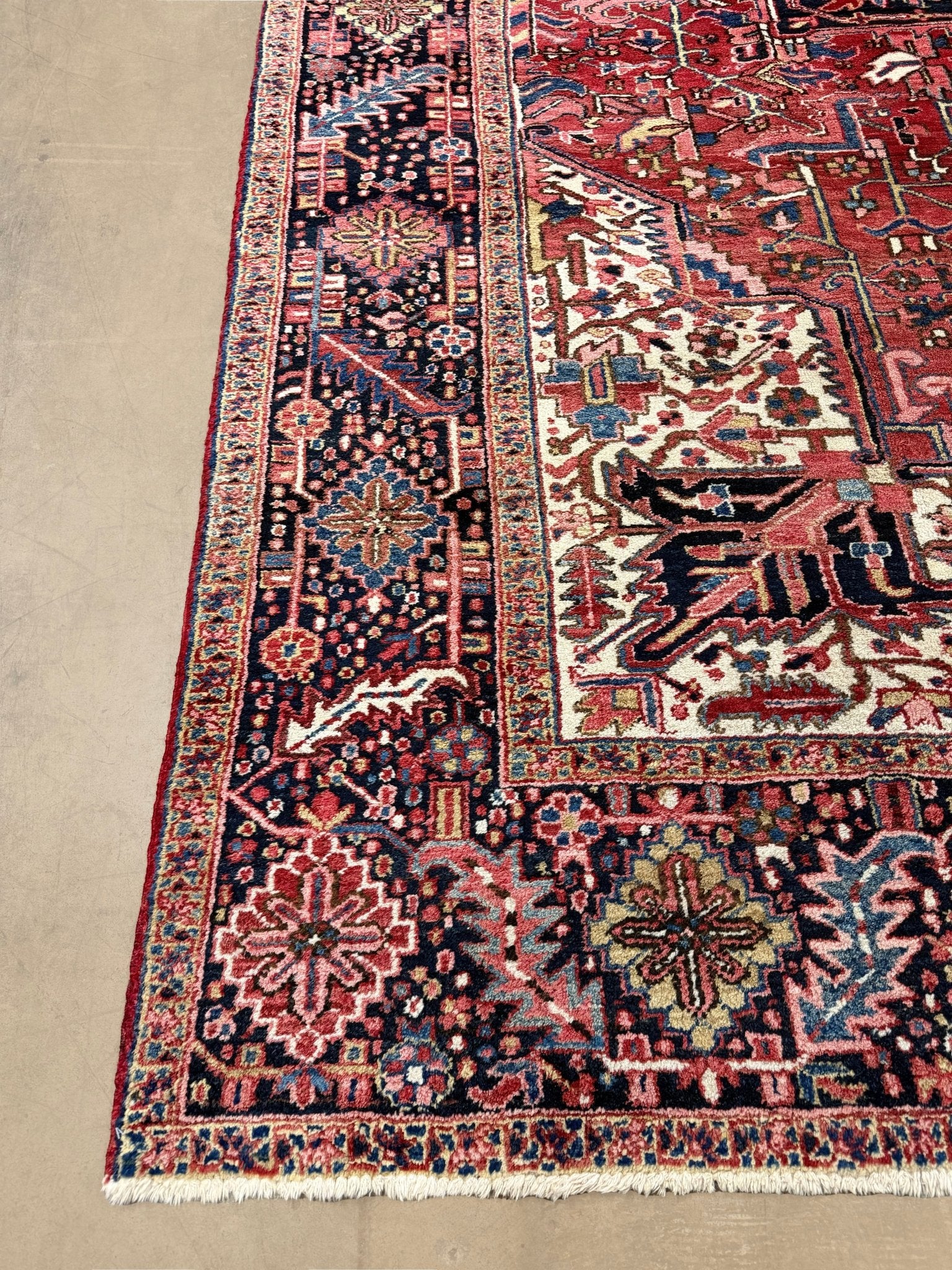 Heriz Rug — Brick Red & Midnight Blue | 10'9" × 14' - Rug the Rock - availableGeometricHand-knotted