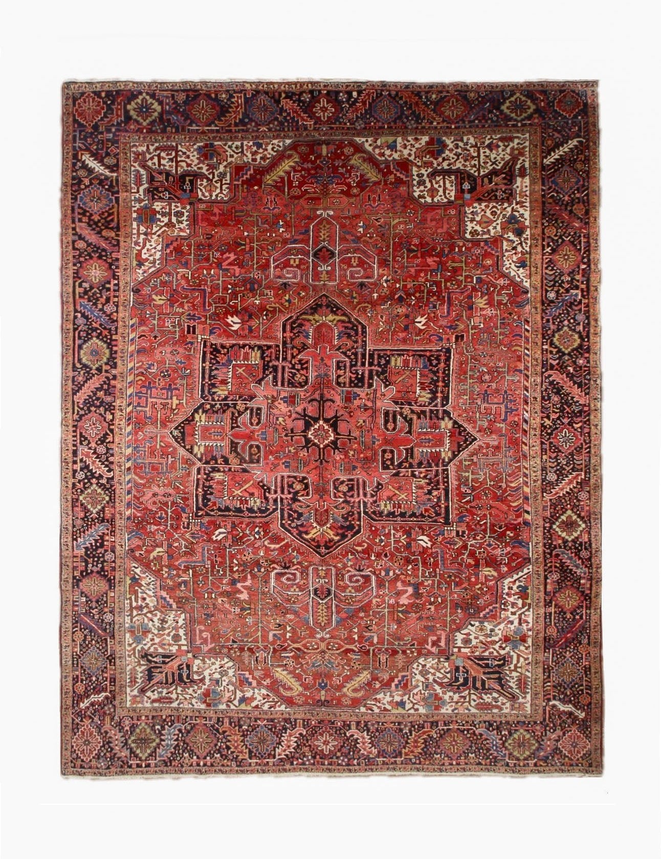 Heriz Rug — Brick Red & Midnight Blue | 10'9" × 14' - Rug the Rock - availableGeometricHand-knotted
