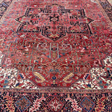 Heriz Rug — Brick Red & Midnight Blue | 10'9" × 14' - Rug the Rock - availableGeometricHand-knotted