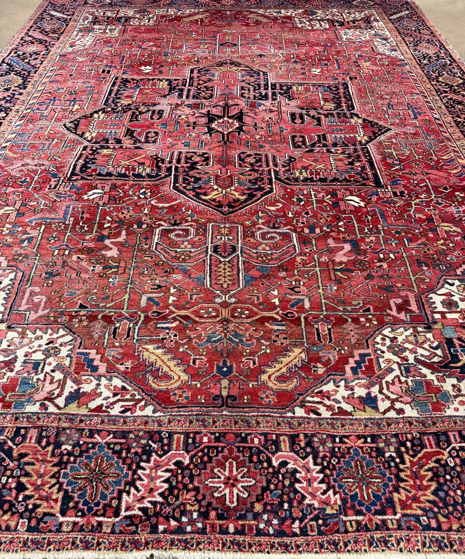 Heriz Rug — Brick Red & Midnight Blue | 10'9" × 14' - Rug the Rock - availableGeometricHand-knotted