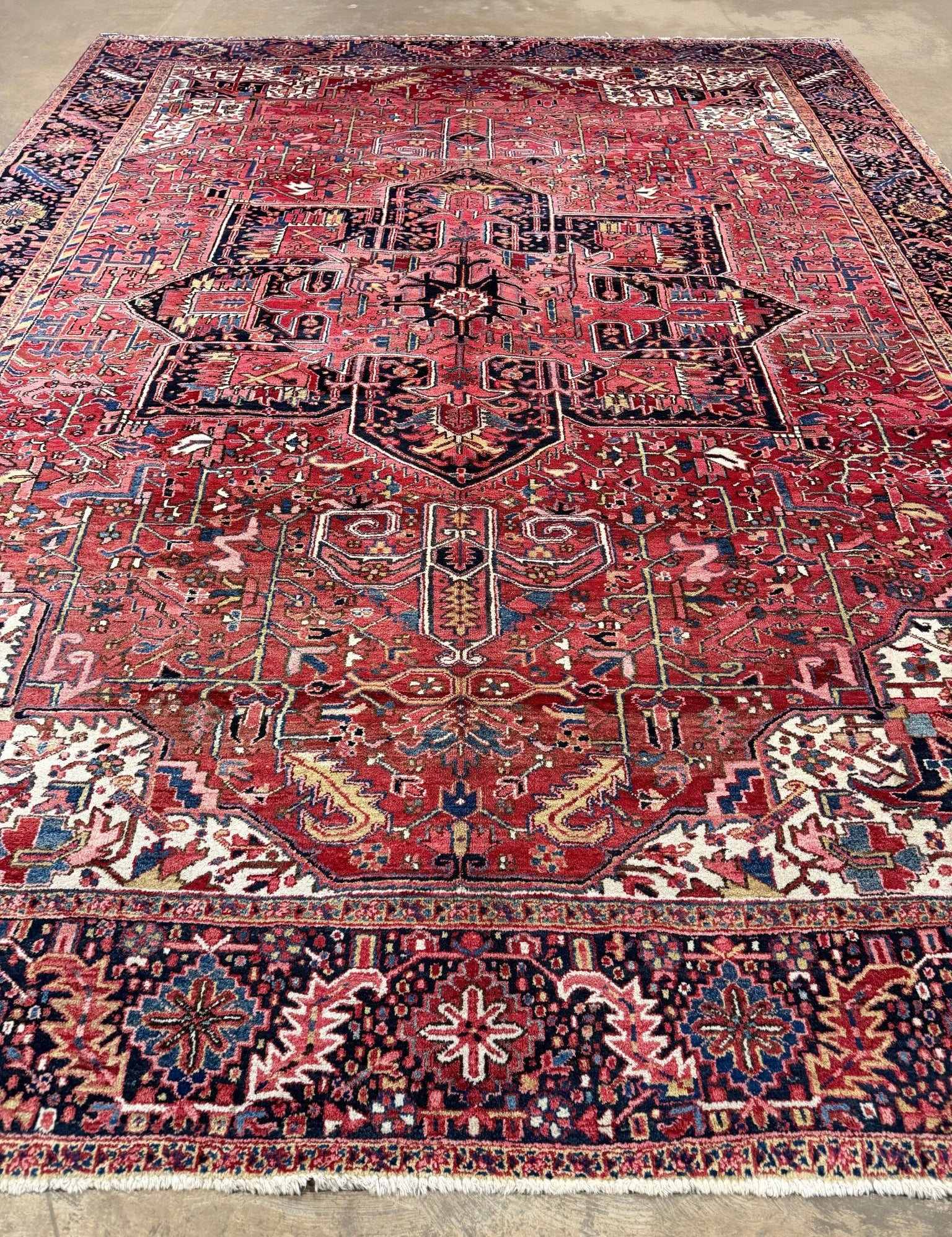 Heriz Rug — Brick Red & Midnight Blue | 10'9" × 14' - Rug the Rock - availableGeometricHand-knotted