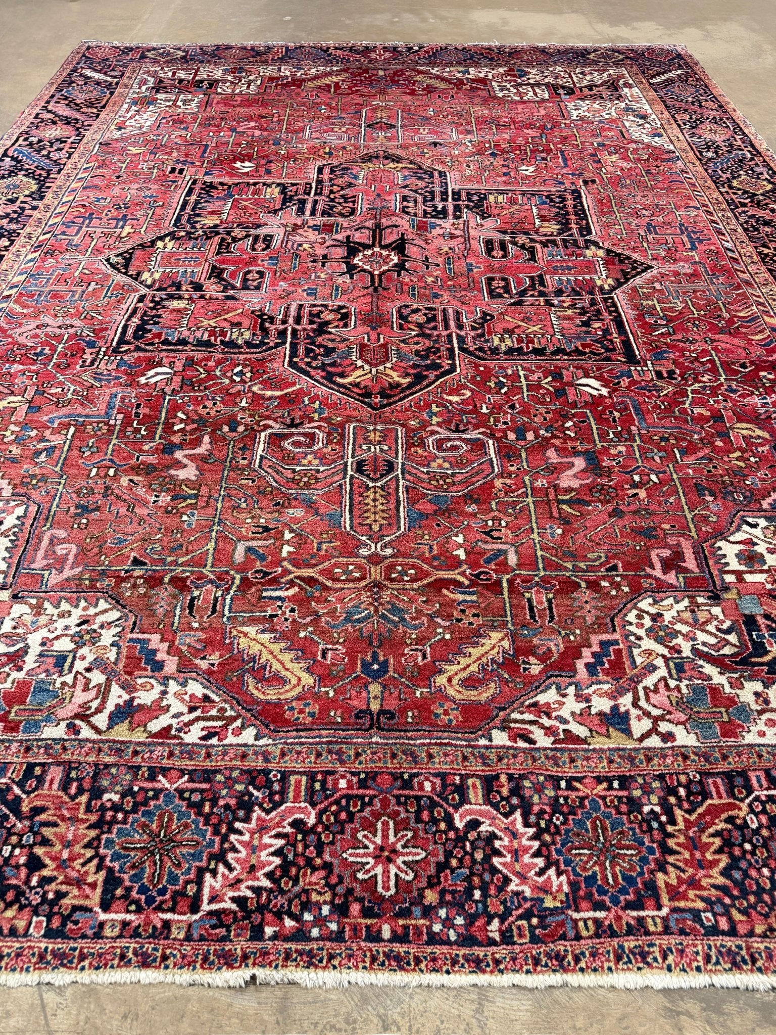Heriz Rug — Brick Red & Midnight Blue | 10'9" × 14' - Rug the Rock - availableGeometricHand-knotted