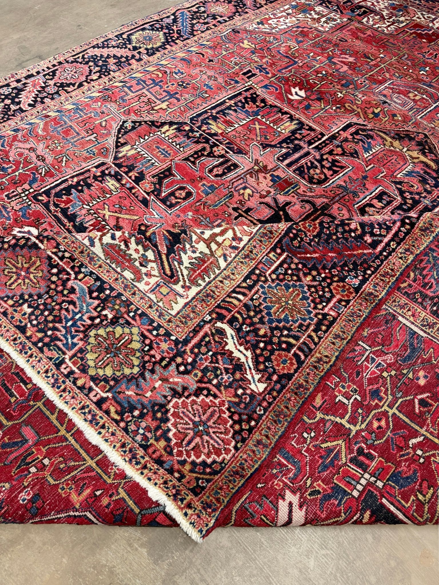 Heriz Rug — Brick Red & Midnight Blue | 10'9" × 14' - Rug the Rock - availableGeometricHand-knotted