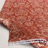 Ikat-Inspired Chobi Rug — Ivory Florals on Terracotta | 6'1" × 8'9"