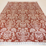 Ikat-Inspired Chobi Rug — Ivory Florals on Terracotta | 6'1" × 8'9"