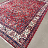 Mahal Rug — Ruby Red & Ivory | 9'7" × 13'3" - Rug the Rock - availableFloralHand-knotted