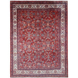Mahal Rug — Ruby Red & Ivory | 9'7" × 13'3" - Rug the Rock - availableFloralHand-knotted