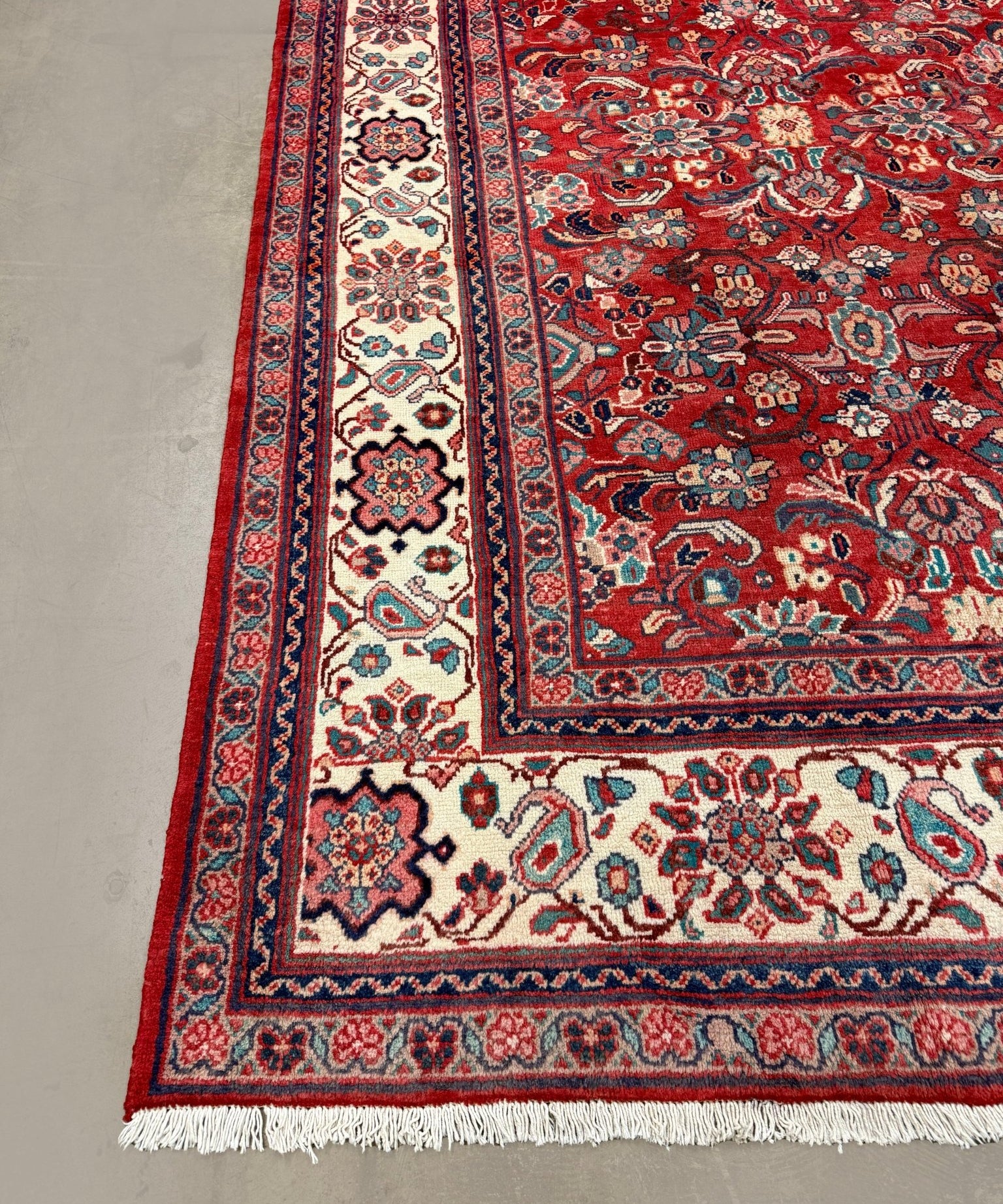 Mahal Rug — Ruby Red & Ivory | 9'7" × 13'3" - Rug the Rock - availableFloralHand-knotted