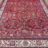 Mahal Rug — Ruby Red & Ivory | 9'7" × 13'3" - Rug the Rock - availableFloralHand-knotted