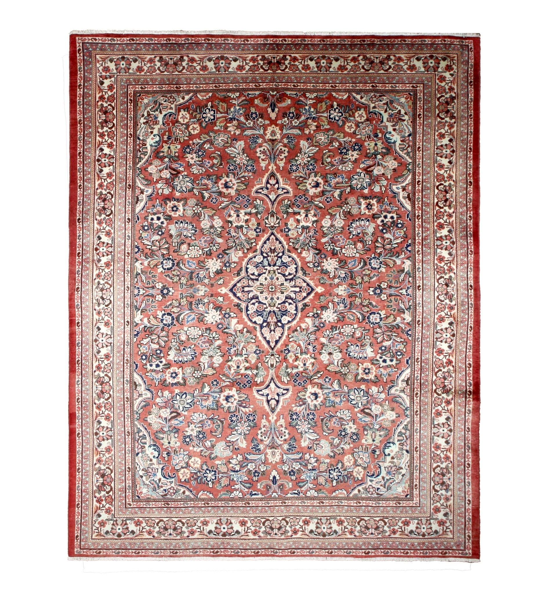 Mahal Rug — Terracotta & Ivory Medallion | 10'6" × 13'5" - Rug the Rock - availableHand-knottedMahal