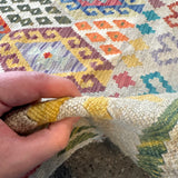 Afghan Maimana kilim construction and texture reference sample. The sample shown is not offered for sale in this listing; choose the actual rug from the pictured designs.