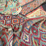 Afghan Maimana kilim construction and texture reference sample. The sample shown is not offered for sale in this listing; choose the actual rug from the pictured designs.