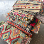 Afghan Maimana kilim construction and texture reference sample. The sample shown is not offered for sale in this listing; choose the actual rug from the pictured designs.