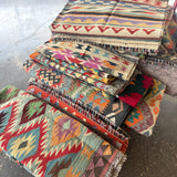 Afghan Maimana kilim construction and texture reference sample. The sample shown is not offered for sale in this listing; choose the actual rug from the pictured designs.