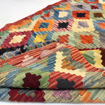 Afghan Maimana kilim construction and texture reference sample. The sample shown is not offered for sale in this listing; choose the actual rug from the pictured designs.