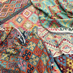 Afghan Maimana kilim construction and texture reference sample. The sample shown is not the rug for sale; see the listing's top-view photograph for the actual rug.
