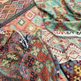 Afghan Maimana kilim construction and texture reference sample. The sample shown is not the rug for sale; see the listing's top-view photograph for the actual rug.