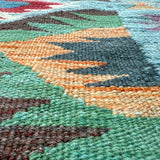 Afghan Maimana kilim construction and texture reference sample. The sample shown is not offered for sale in this listing; choose the actual rug from the pictured designs.