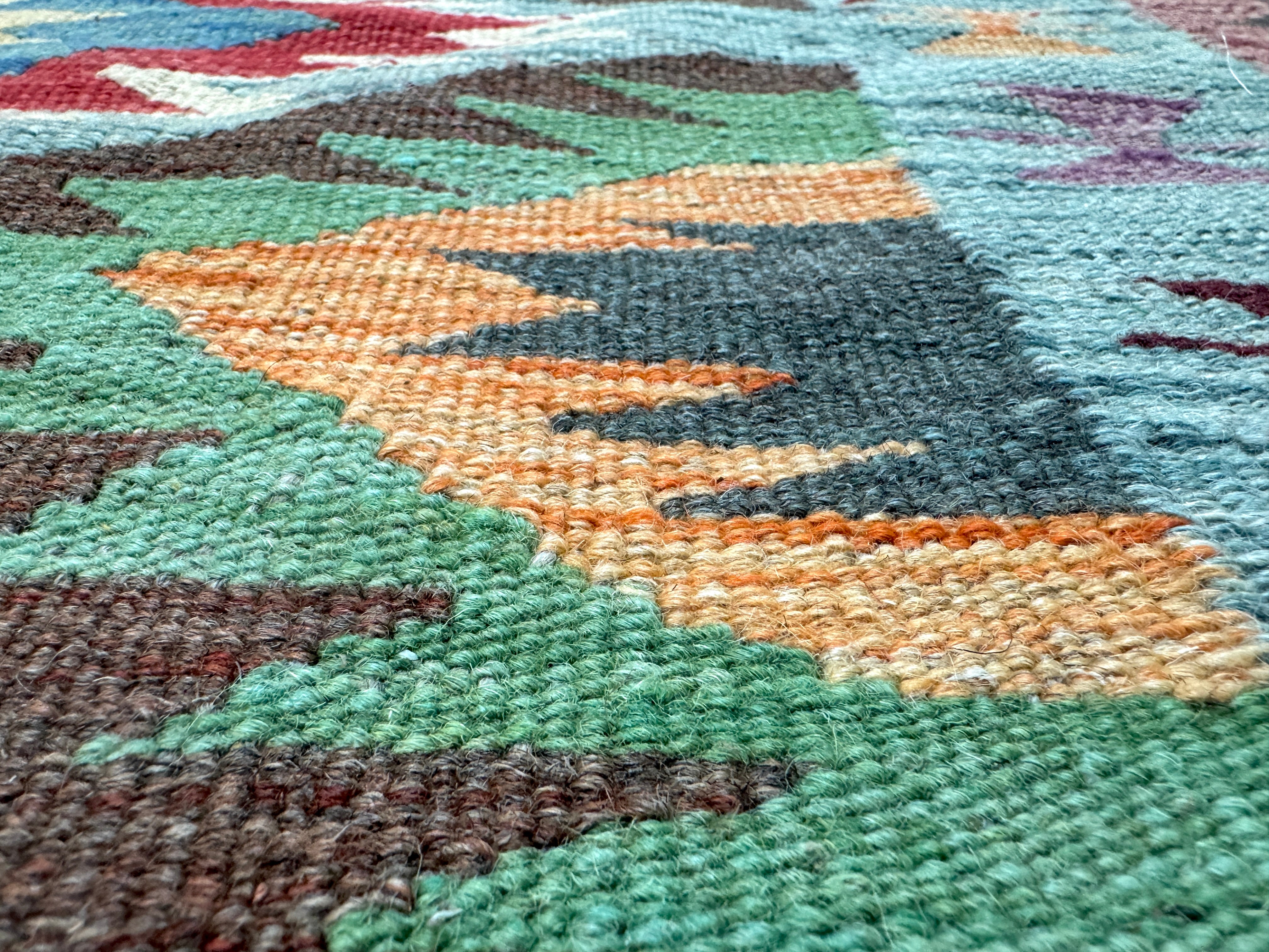 Afghan Maimana kilim construction and texture reference sample. The sample shown is not offered for sale in this listing; choose the actual rug from the pictured designs.