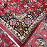 Mashad Rug — Crimson Floral Garden | 9'9" × 13'1" - Rug the Rock - availableHand-knottedMashad