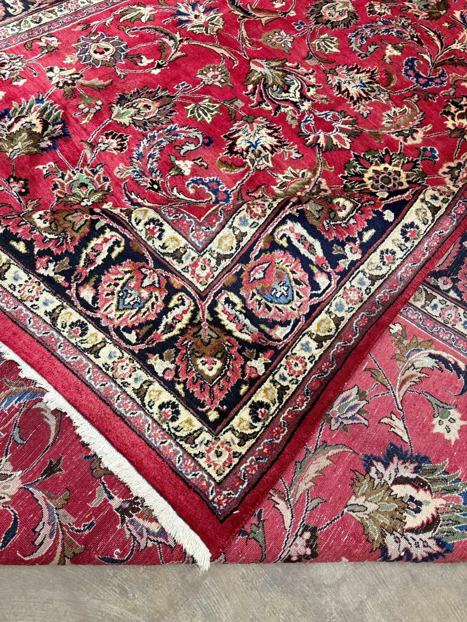 Mashad Rug — Crimson Floral Garden | 9'9" × 13'1" - Rug the Rock - availableHand-knottedMashad