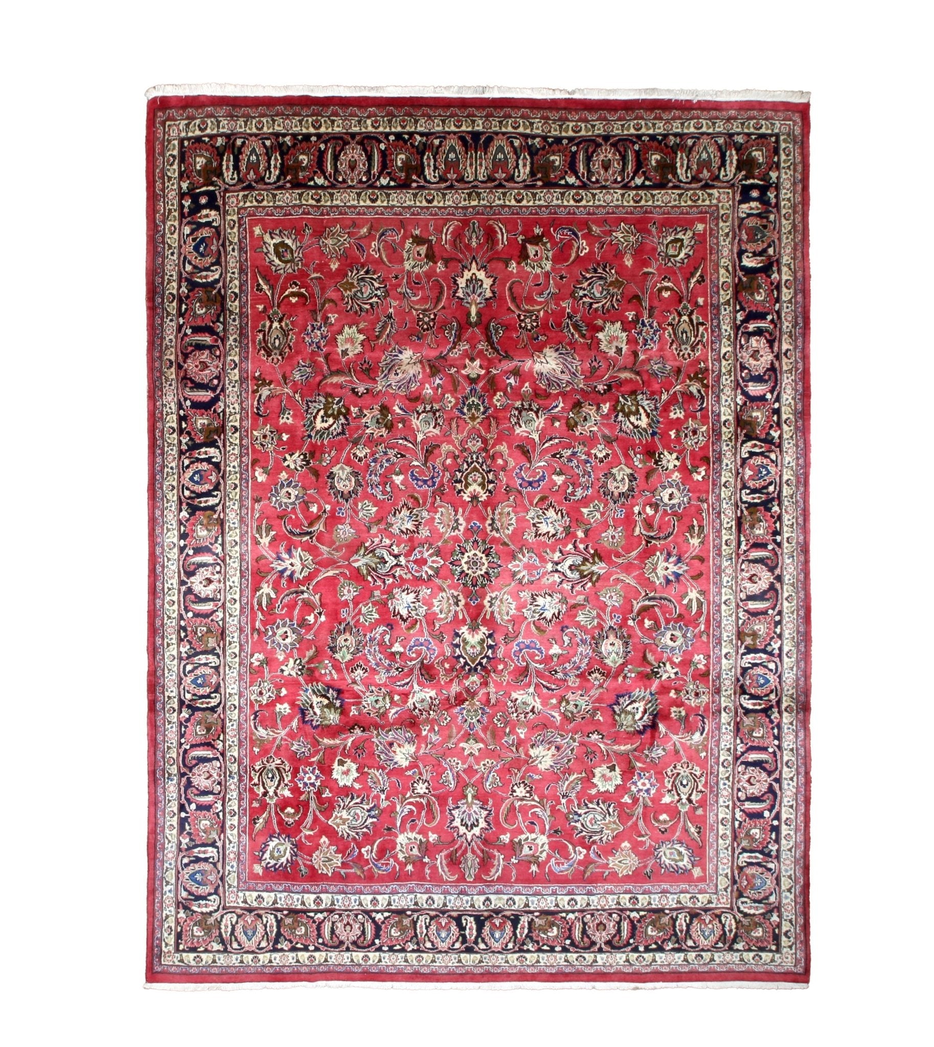 Mashad Rug — Crimson Floral Garden | 9'9" × 13'1" - Rug the Rock - availableHand-knottedMashad