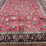 Mashad Rug — Crimson Floral Garden | 9'9" × 13'1" - Rug the Rock - availableHand-knottedMashad