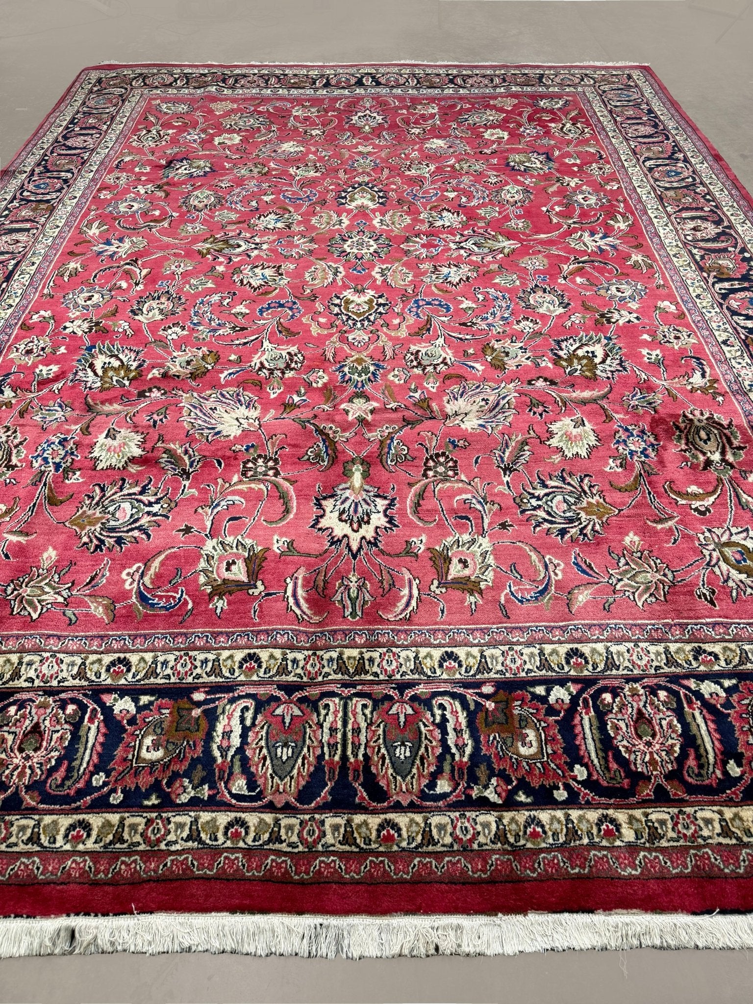Mashad Rug — Crimson Floral Garden | 9'9" × 13'1" - Rug the Rock - availableHand-knottedMashad