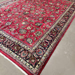 Mashad Rug — Crimson Floral Garden | 9'9" × 13'1" - Rug the Rock - availableHand-knottedMashad