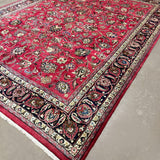 Mashad Rug — Crimson Floral Garden | 9'9" × 13'1" - Rug the Rock - availableHand-knottedMashad