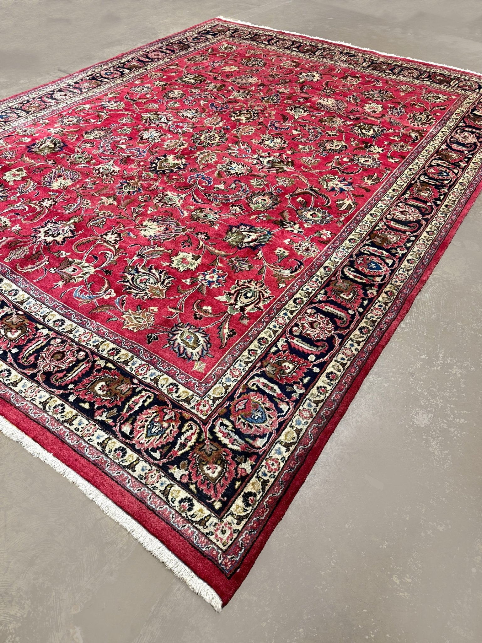 Mashad Rug — Crimson Floral Garden | 9'9" × 13'1" - Rug the Rock - availableHand-knottedMashad