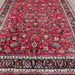 Mashad Rug — Crimson Floral Garden | 9'9" × 13'1" - Rug the Rock - availableHand-knottedMashad