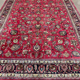 Mashad Rug — Crimson Floral Garden | 9'9" × 13'1" - Rug the Rock - availableHand-knottedMashad
