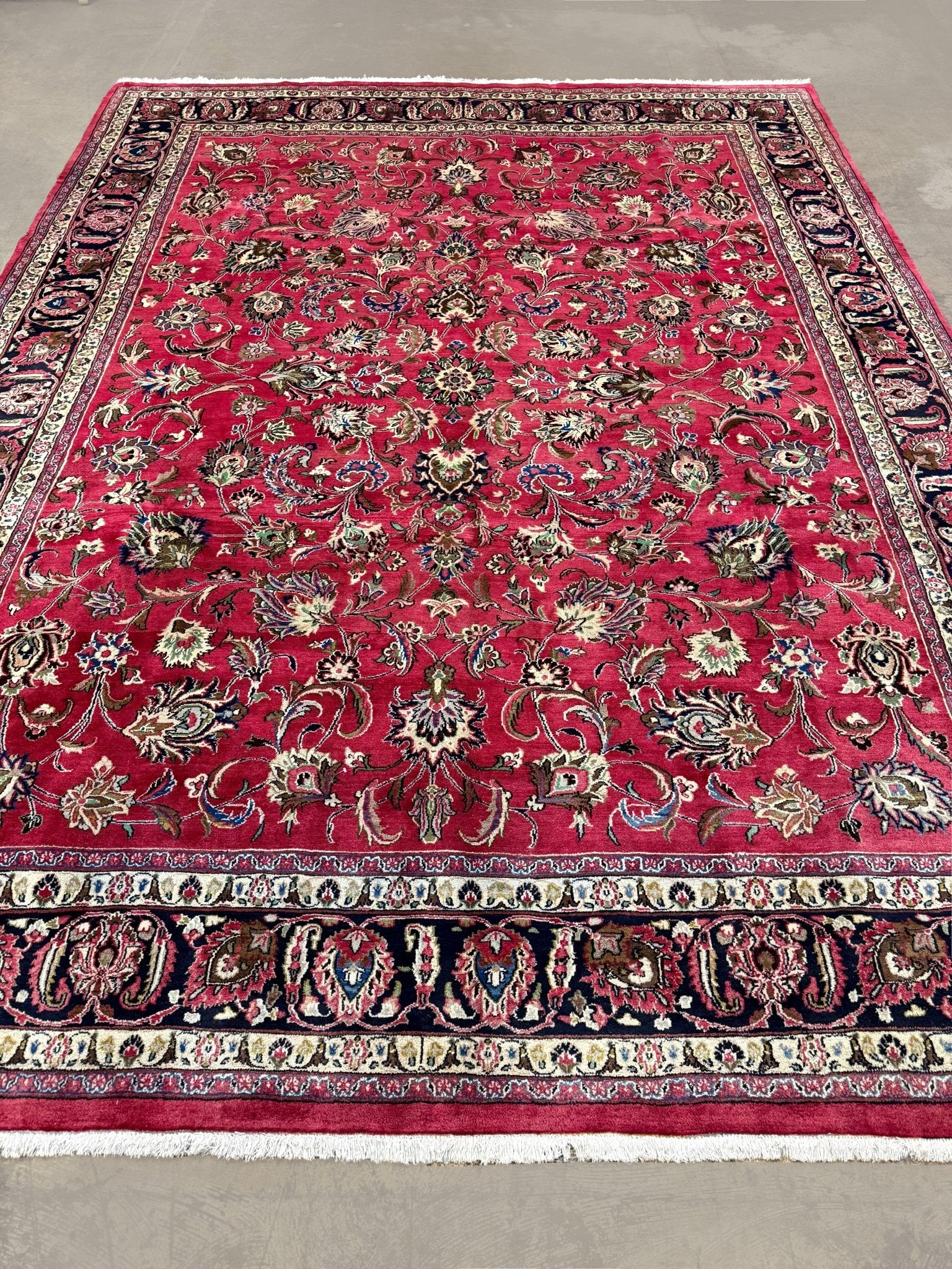 Mashad Rug — Crimson Floral Garden | 9'9" × 13'1" - Rug the Rock - availableHand-knottedMashad