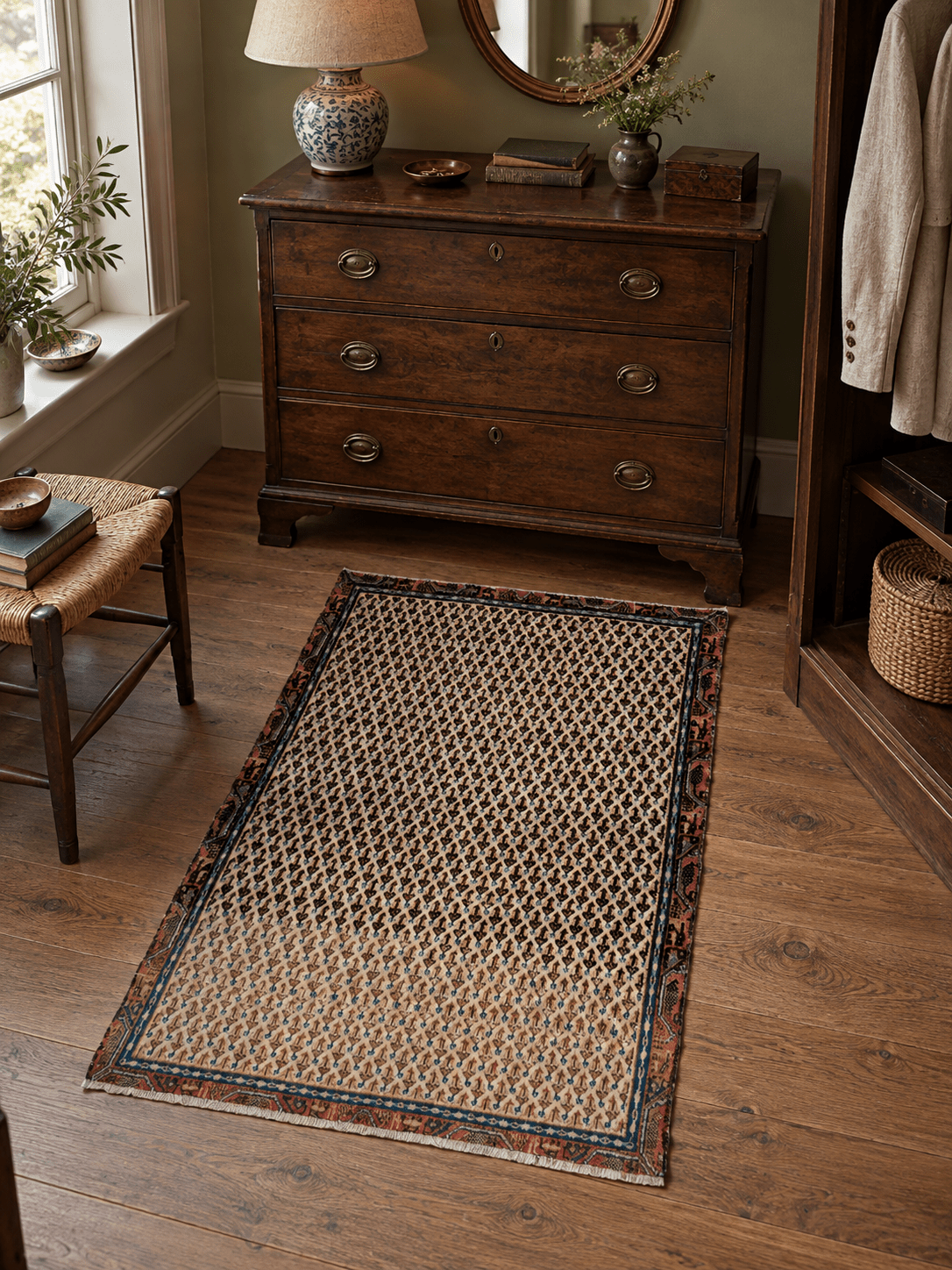 Mir-Boteh Rug — Ivory & Indigo Paisley Field | 2'9" × 4'3" - Rug the Rock - available