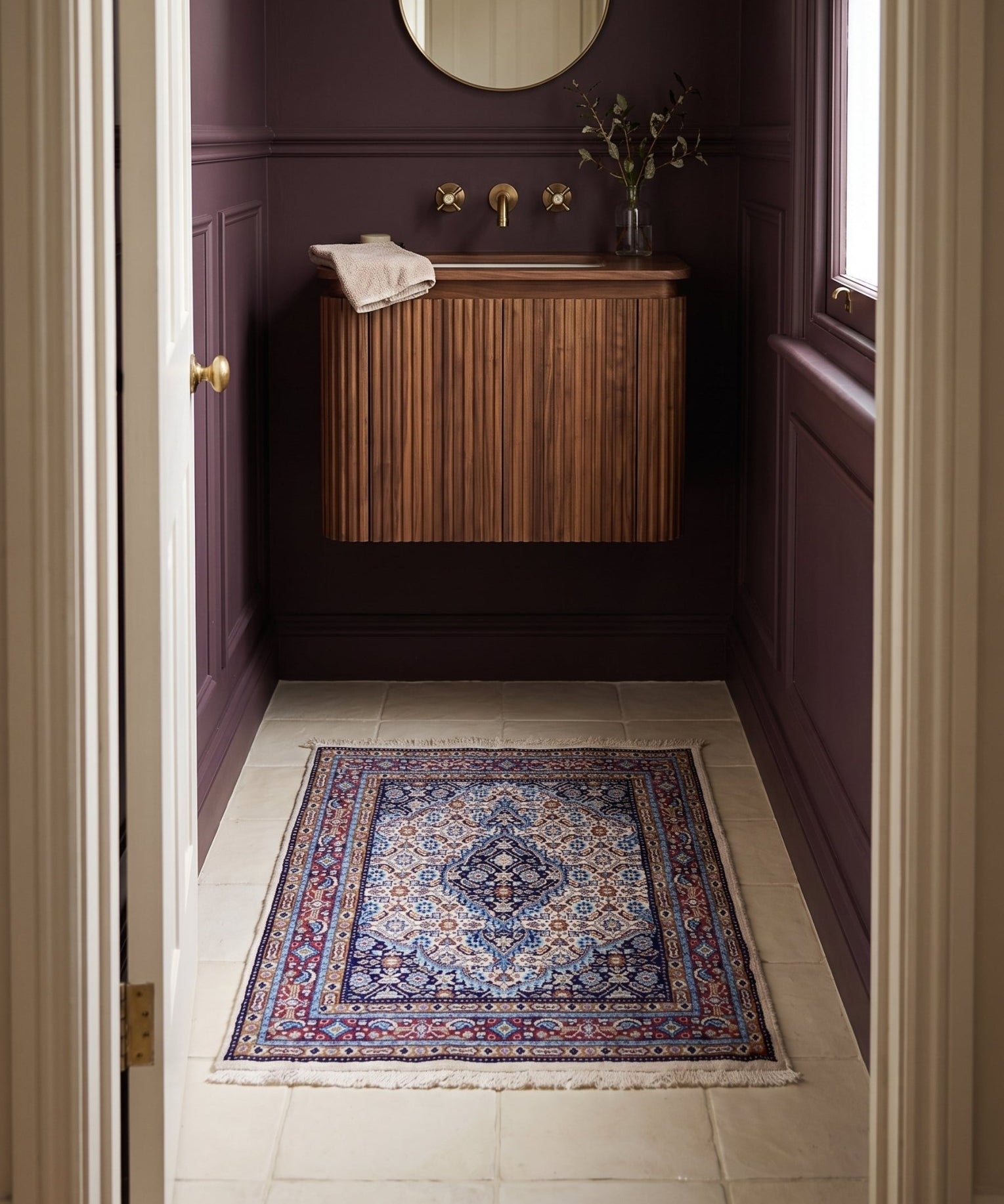Moud Accent Rug — Powder Blue & Ivory Medallion | 2' × 2'7" - Rug the Rock - available