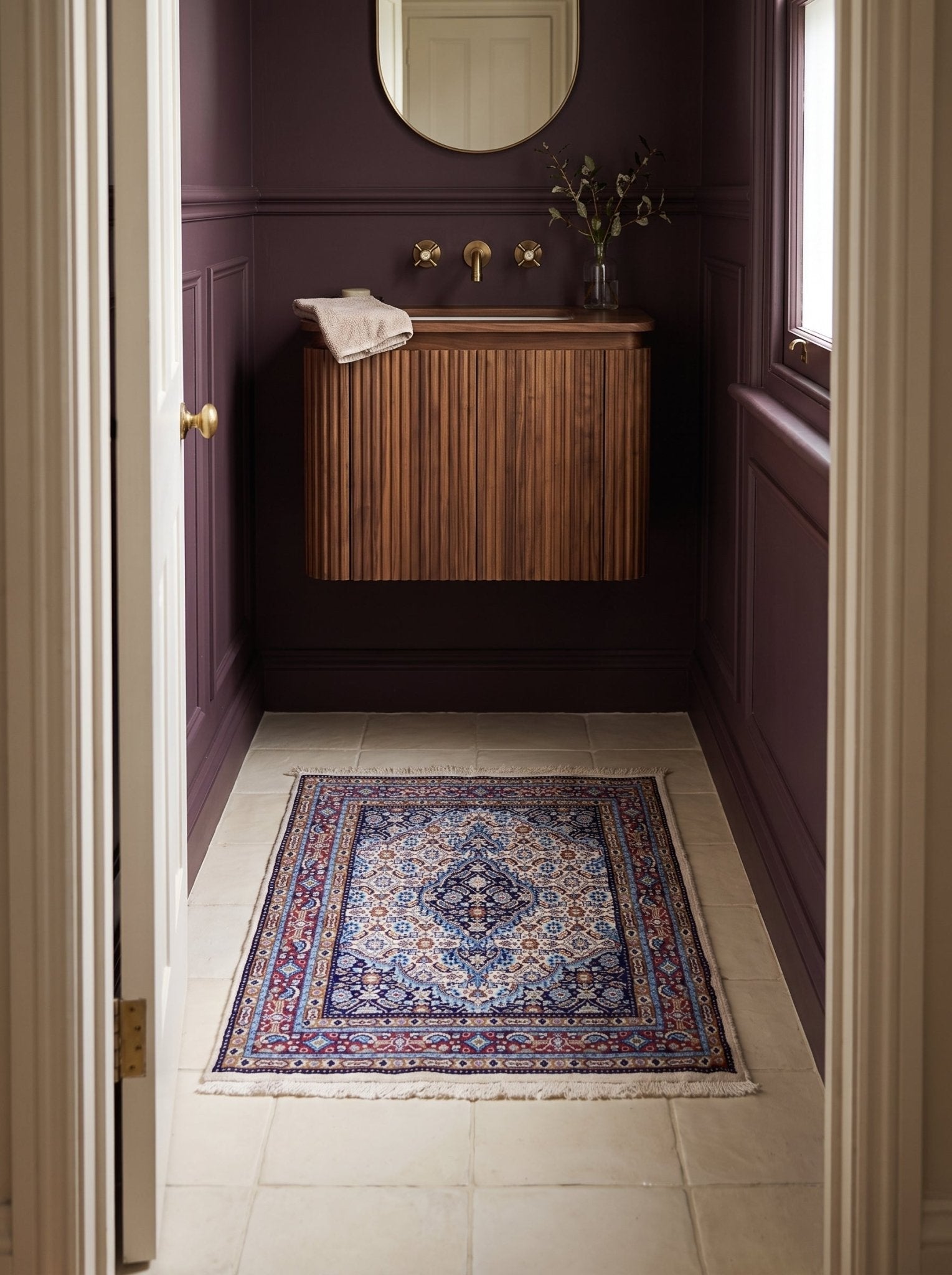 Moud Accent Rug — Powder Blue & Ivory Medallion | 2' × 2'7" - Rug the Rock - available