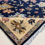 Oushak-Inspired Chobi Rug — Pastel Florals on Midnight Blue | 8' × 10'6"