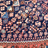 Persian Abadeh rug field of star and diamond motifs in navy, cream, and red