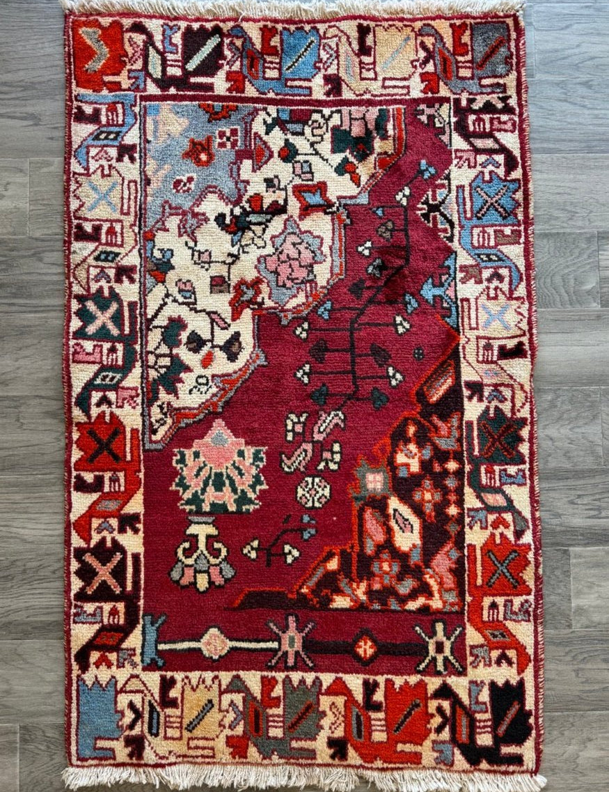 Persian Bakhtiari Wagireh Rug | 2' 5" x 3' 11" - Rug the Rock